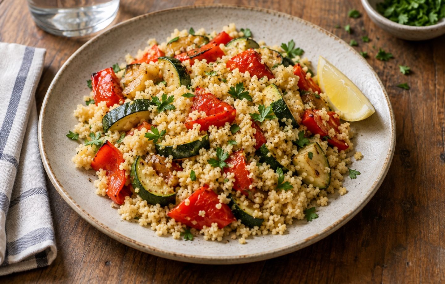 Couscous-Pfanne mit Paprika – Serviervorschlag