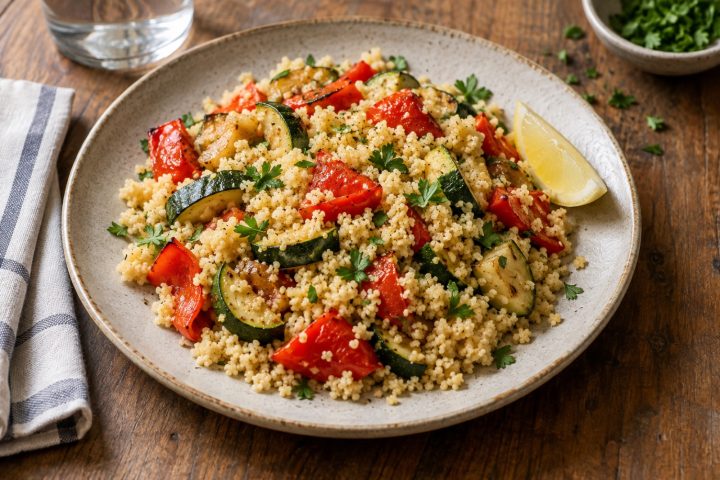 Couscous-Pfanne mit Paprika – Serviervorschlag
