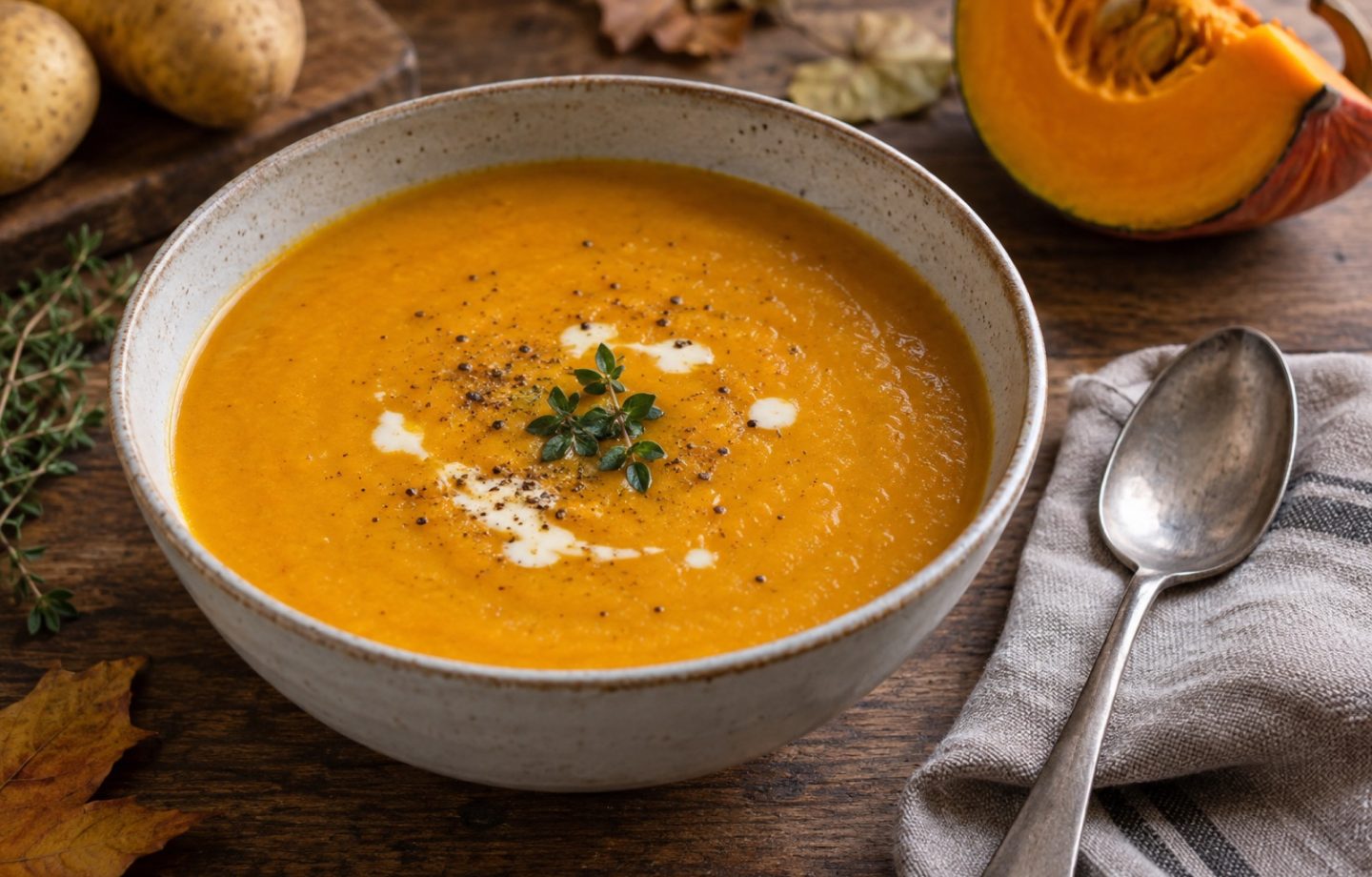 Cremige Kürbissuppe – Serviervorschlag