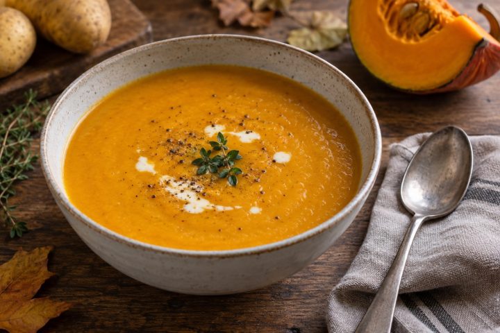 Cremige Kürbissuppe – Serviervorschlag