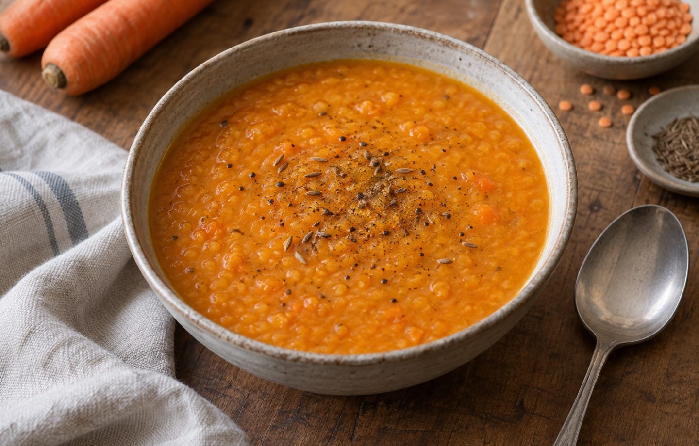 Karotten-Linsen-Suppe – Serviervorschlag