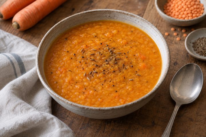 Karotten-Linsen-Suppe – Serviervorschlag